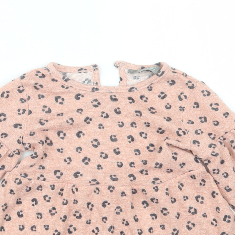 Primark Girls Pink Animal Print  T-Shirt Dress  Size 9-12 Months