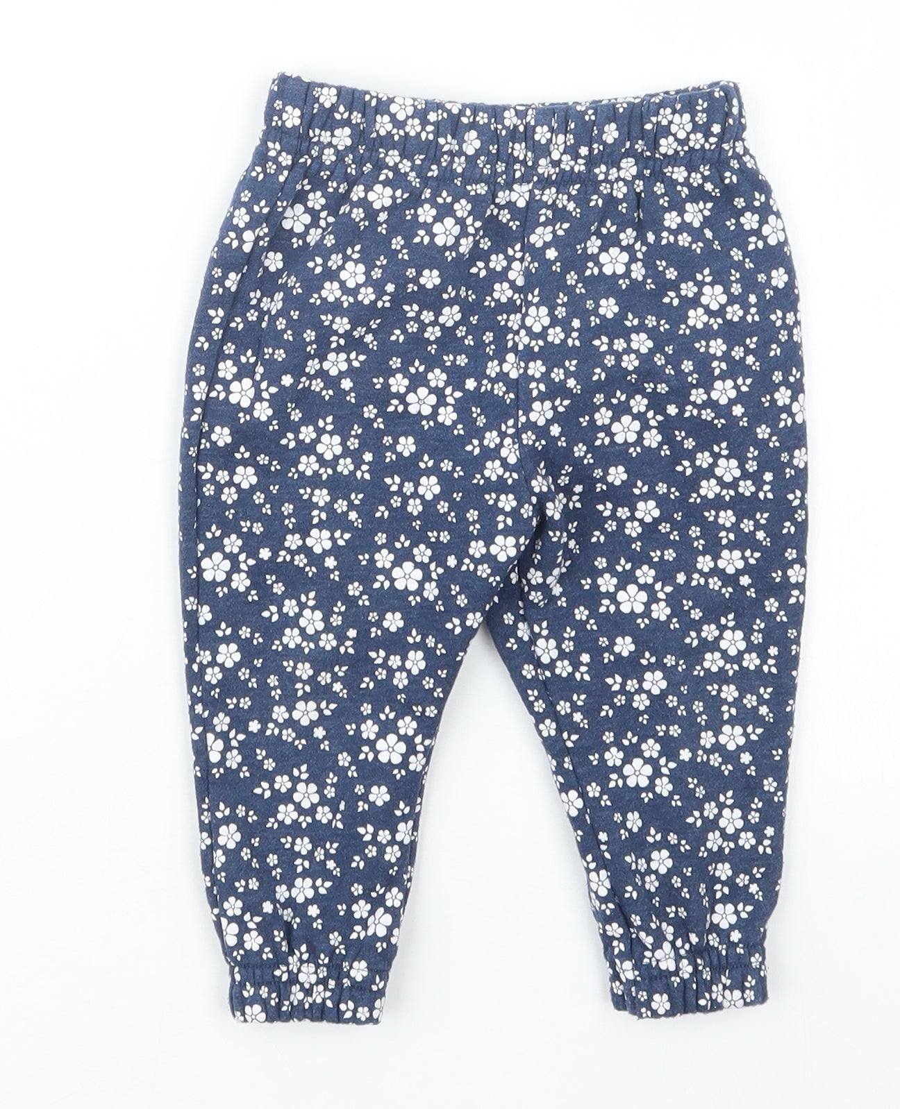 Primark Girls Blue Floral  Jogger Trousers Size 9-12 Months