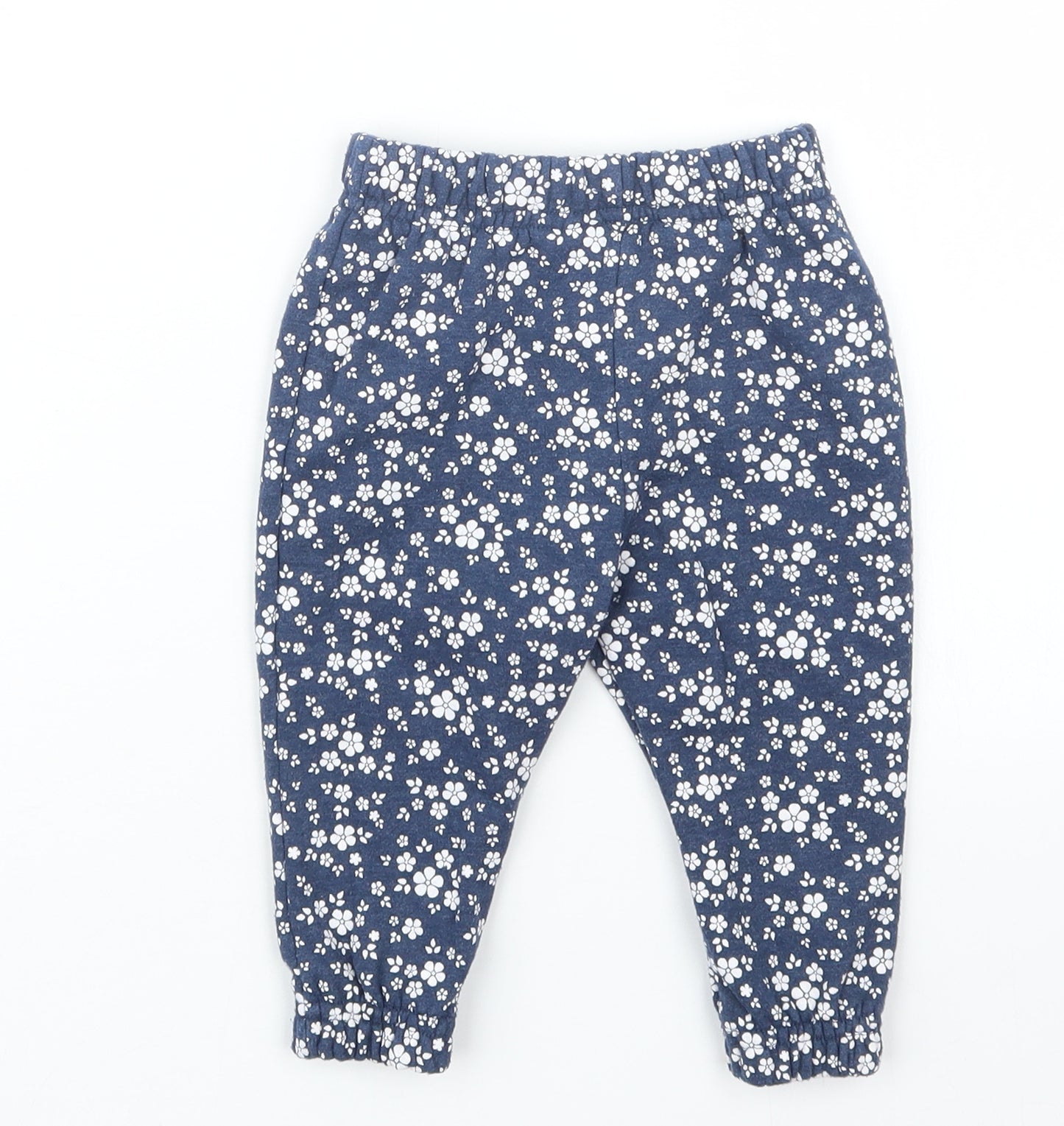 Primark Girls Blue Floral  Jogger Trousers Size 9-12 Months