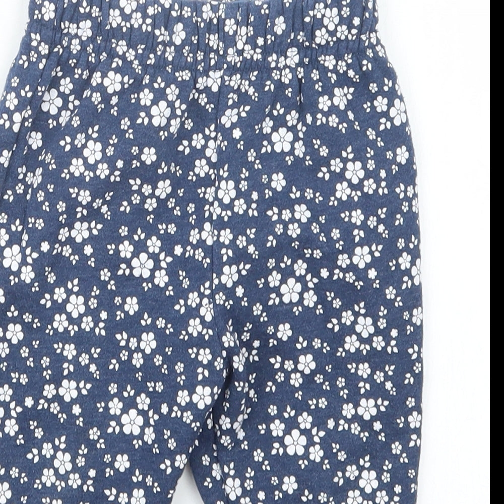 Primark Girls Blue Floral  Jogger Trousers Size 9-12 Months