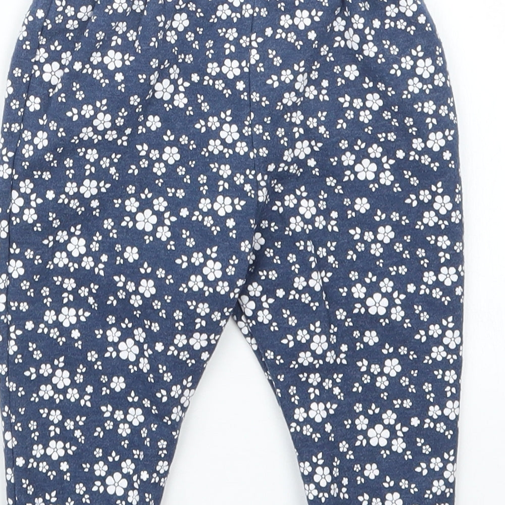 Primark Girls Blue Floral  Jogger Trousers Size 9-12 Months