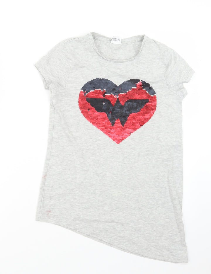 George Girls Grey Basic T-Shirt Size 11-12 Years - Wonder Woman