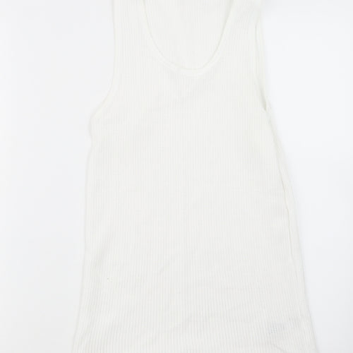 Marks and Spencer Womens White  Knit Basic T-Shirt Size S  - Long