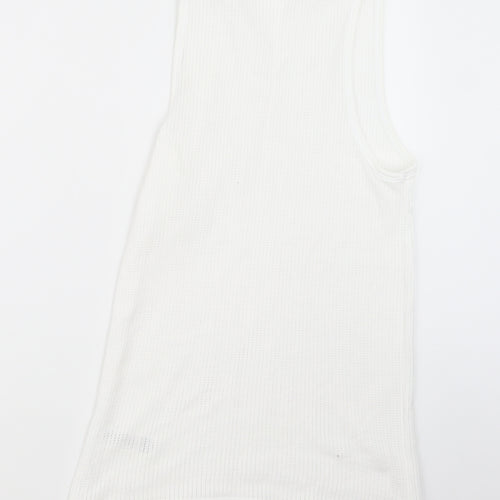 Marks and Spencer Womens White  Knit Basic T-Shirt Size S  - Long