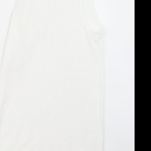 Marks and Spencer Womens White  Knit Basic T-Shirt Size S  - Long