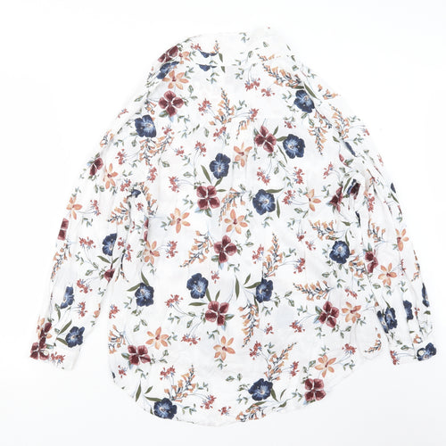 Marks and Spencer Womens White Floral  Basic Button-Up Size 16