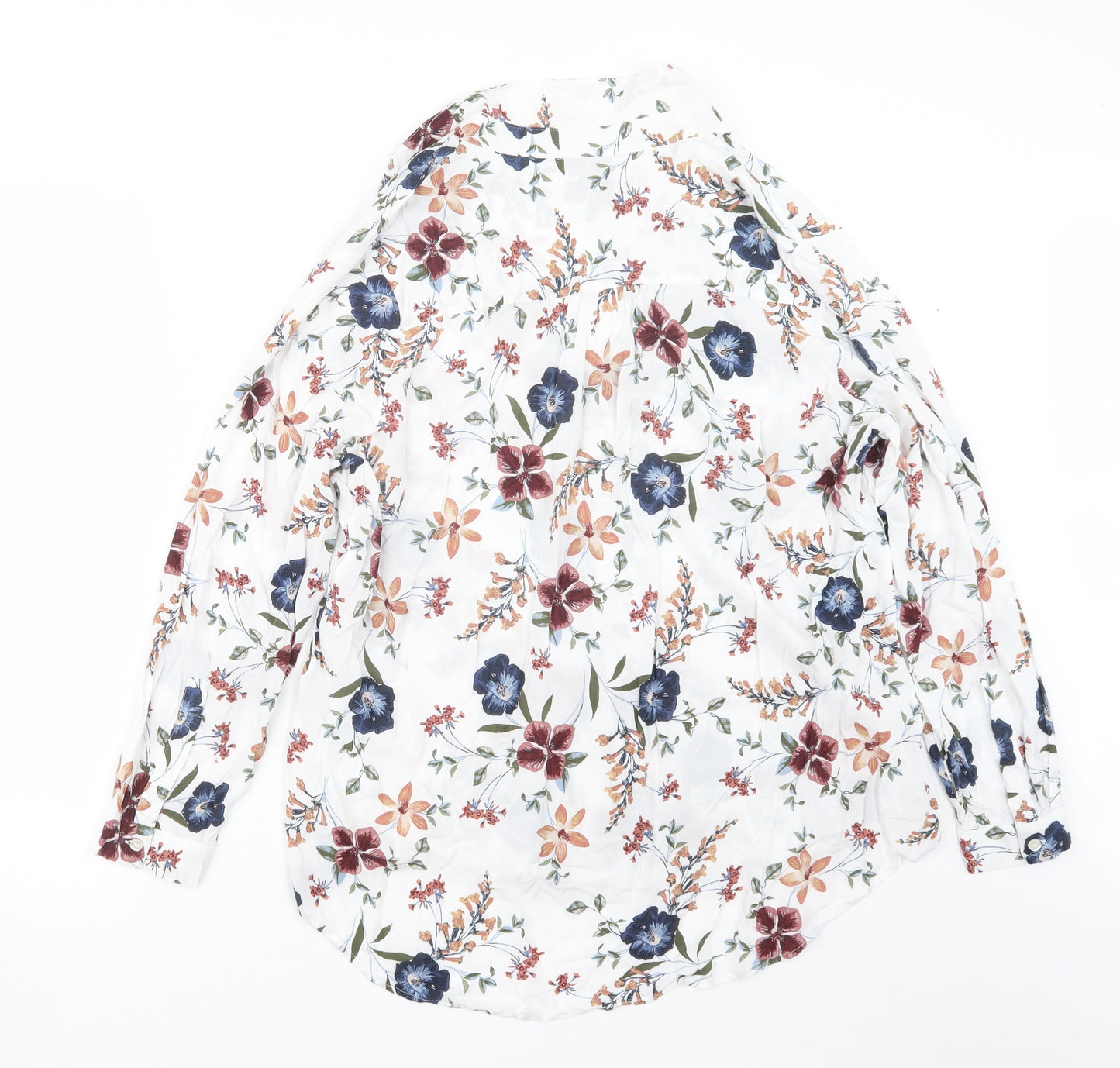 Marks and Spencer Womens White Floral  Basic Button-Up Size 16