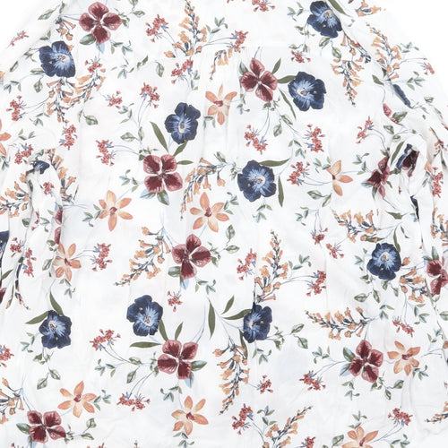 Marks and Spencer Womens White Floral  Basic Button-Up Size 16