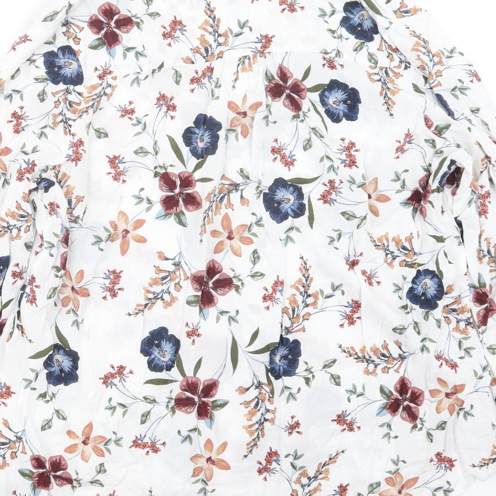 Marks and Spencer Womens White Floral  Basic Button-Up Size 16