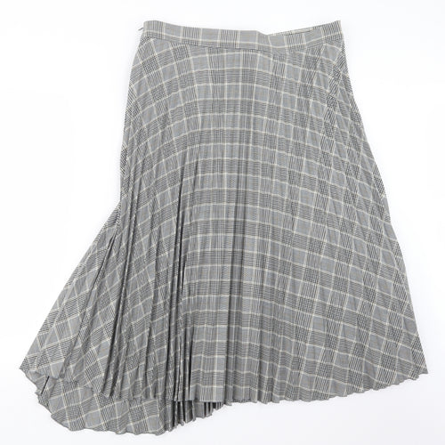 Marks and Spencer Womens Grey Houndstooth  Pleated Skirt Size 16