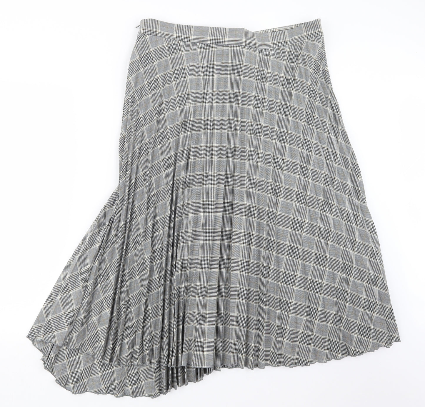 Marks and Spencer Womens Grey Houndstooth  Pleated Skirt Size 16