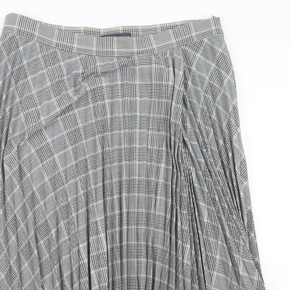 Marks and Spencer Womens Grey Houndstooth  Pleated Skirt Size 16