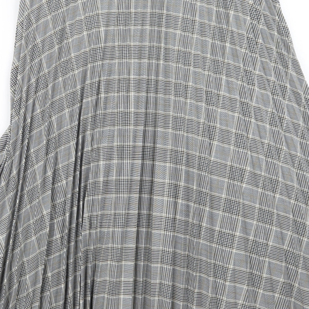 Marks and Spencer Womens Grey Houndstooth  Pleated Skirt Size 16