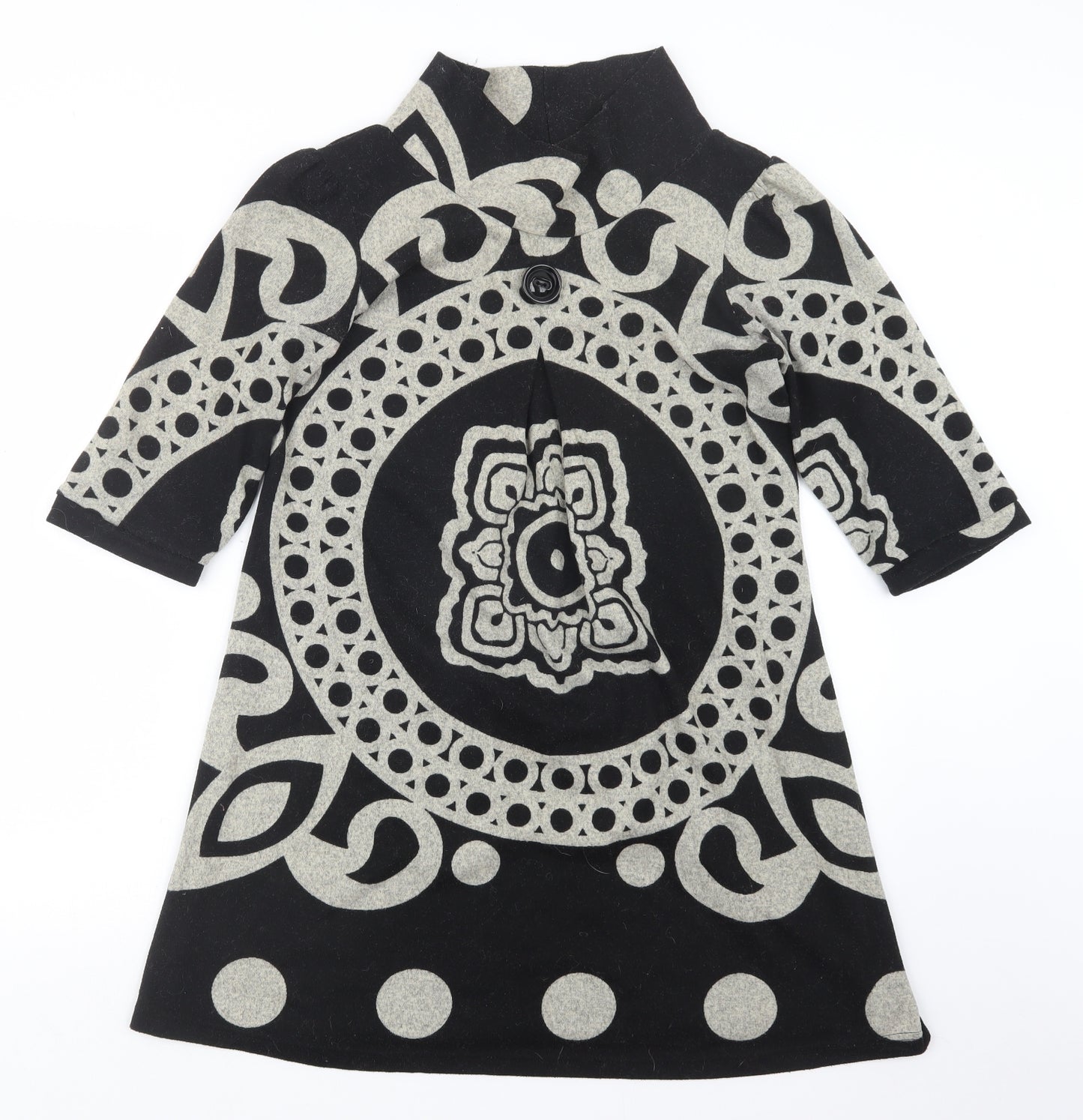 Purple Womens Black Geometric  Jumper Dress  Size S