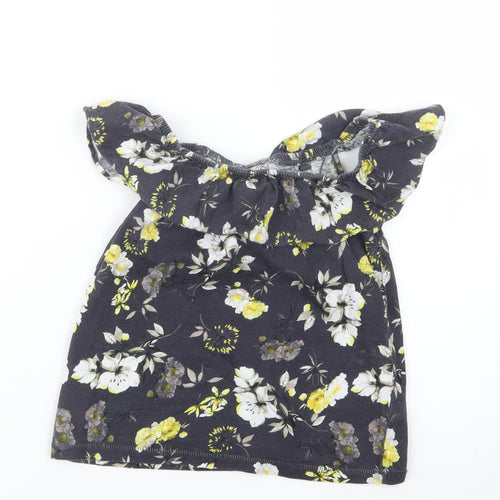 NEXT Girls Black Floral  Basic T-Shirt Size 7 Years
