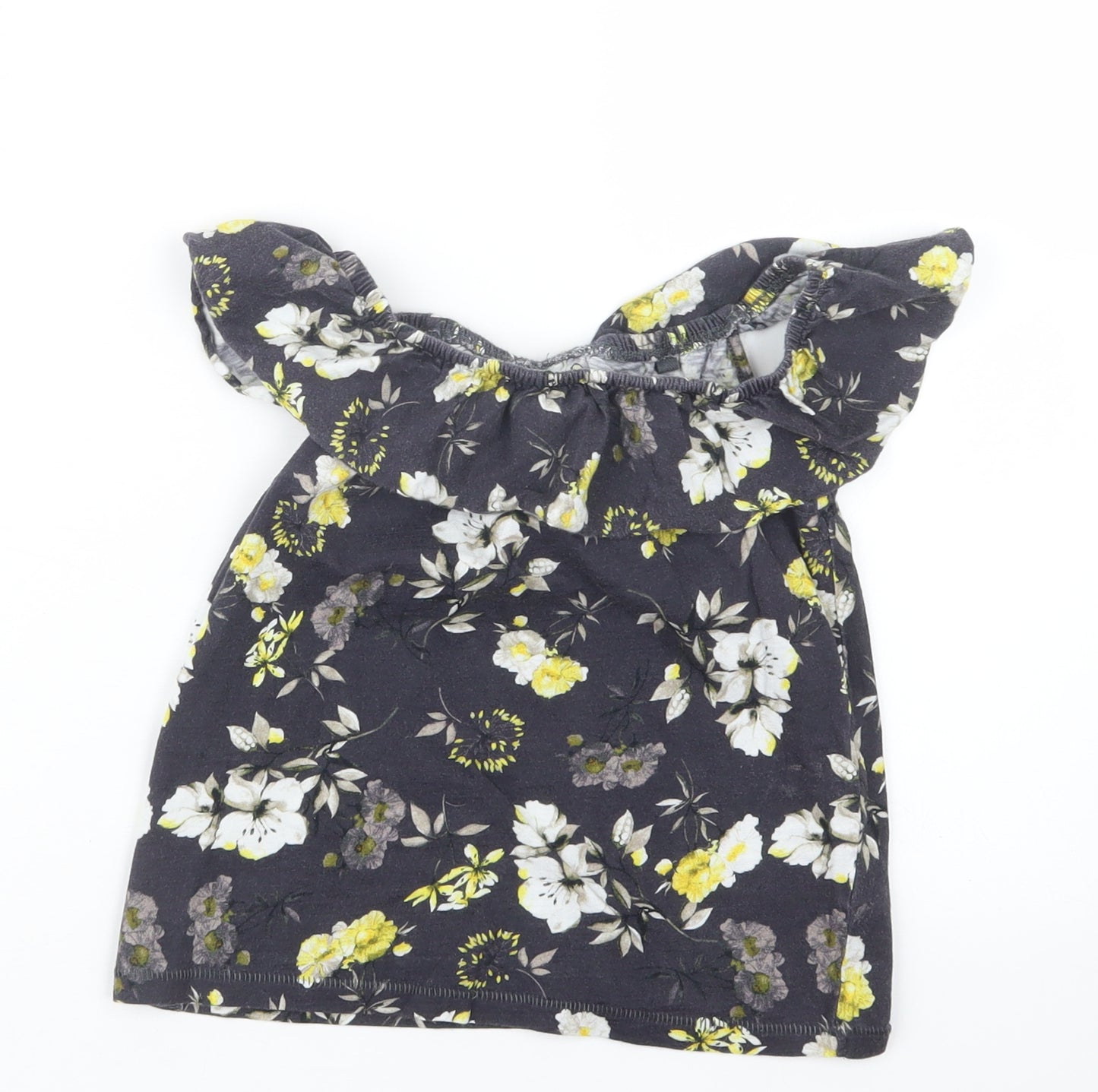 NEXT Girls Black Floral  Basic T-Shirt Size 7 Years