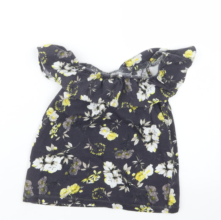 NEXT Girls Black Floral  Basic T-Shirt Size 7 Years