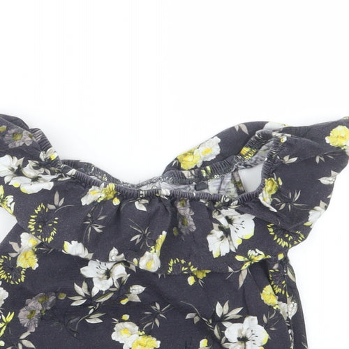 NEXT Girls Black Floral  Basic T-Shirt Size 7 Years
