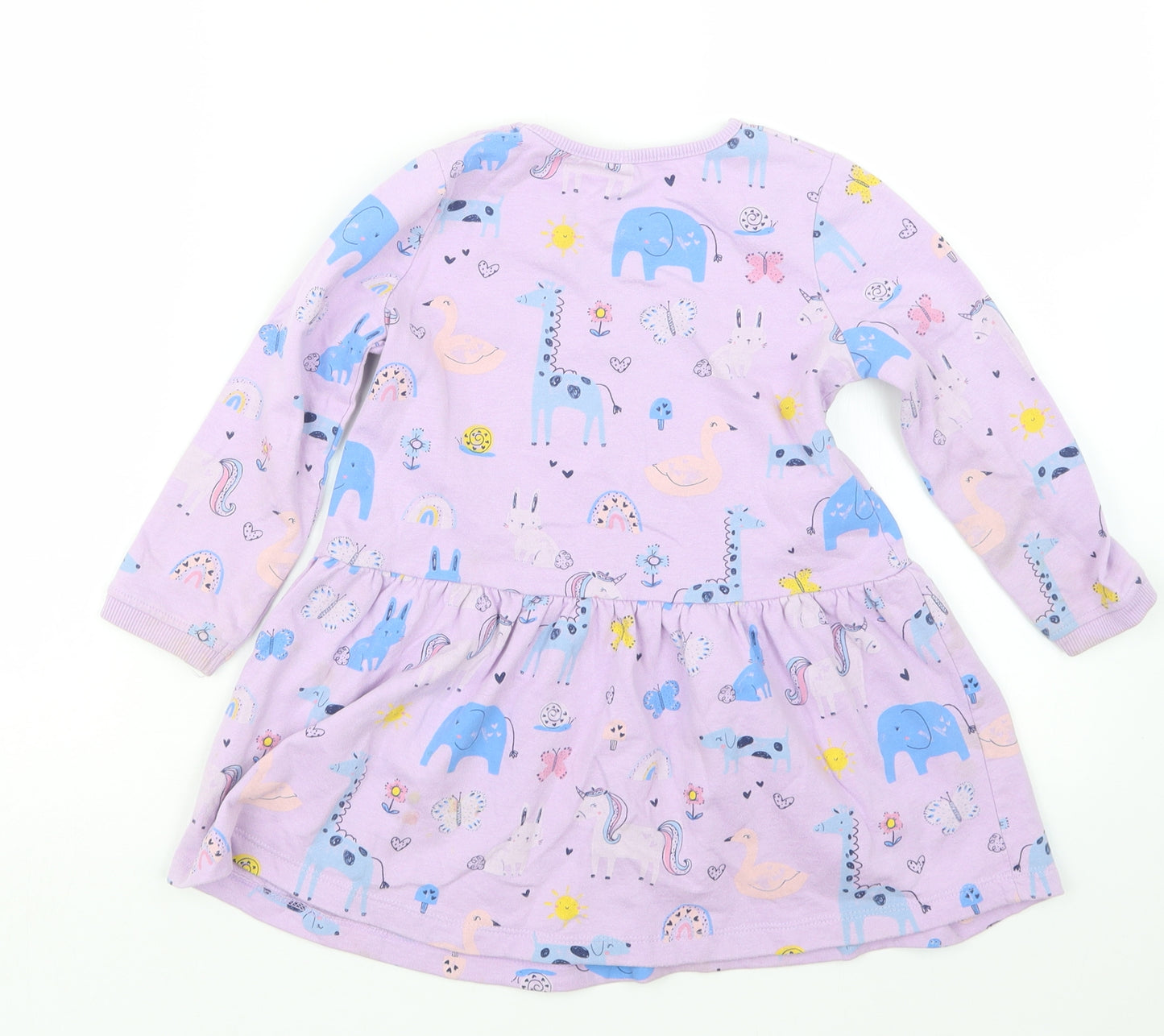 George Girls Purple Geometric  T-Shirt Dress  Size 3-4 Years