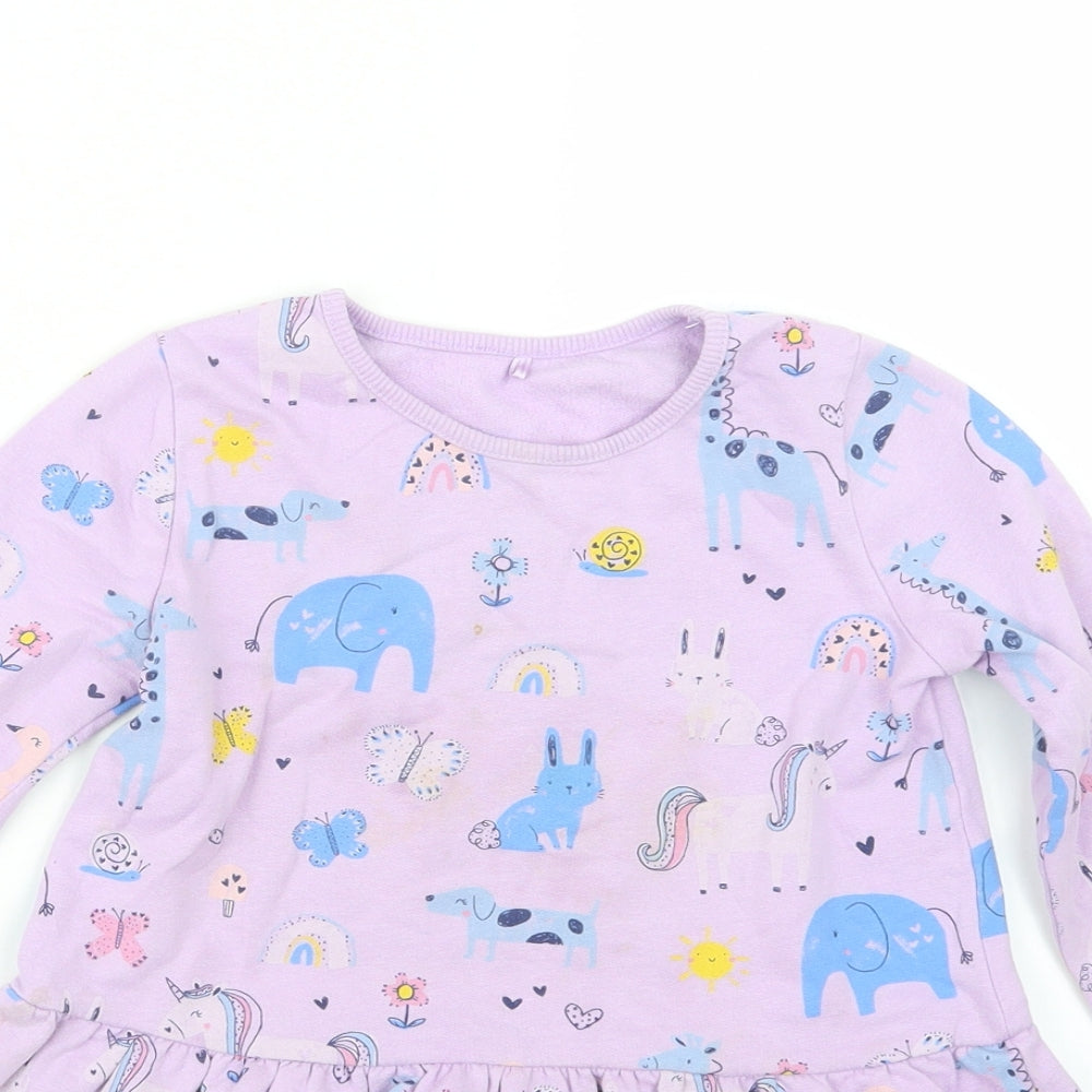 George Girls Purple Geometric  T-Shirt Dress  Size 3-4 Years
