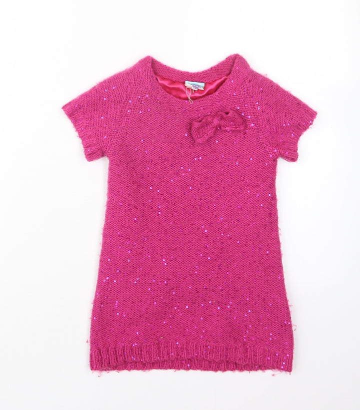 John Lewis Girls Pink Knit Pullover Jumper Size 2 Years - Long