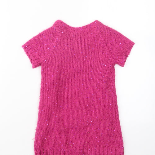 John Lewis Girls Pink  Knit Pullover Jumper Size 2 Years  - Long
