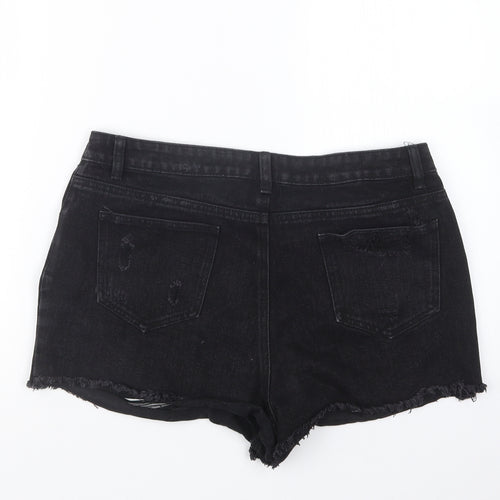 Denim Co. Womens Black  Denim Hot Pants Shorts Size 14