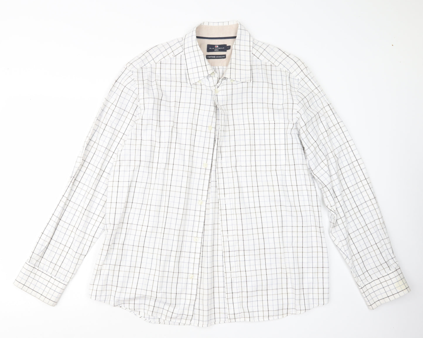 Blue Harbour Mens White Check   Button-Up Size L