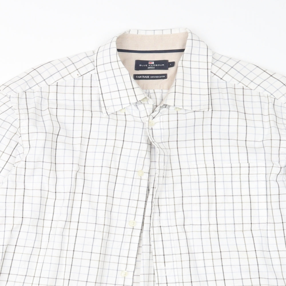 Blue Harbour Mens White Check   Button-Up Size L