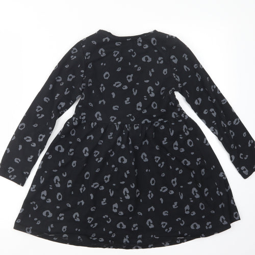 George Girls Black Animal Print  T-Shirt Dress  Size 7-8 Years