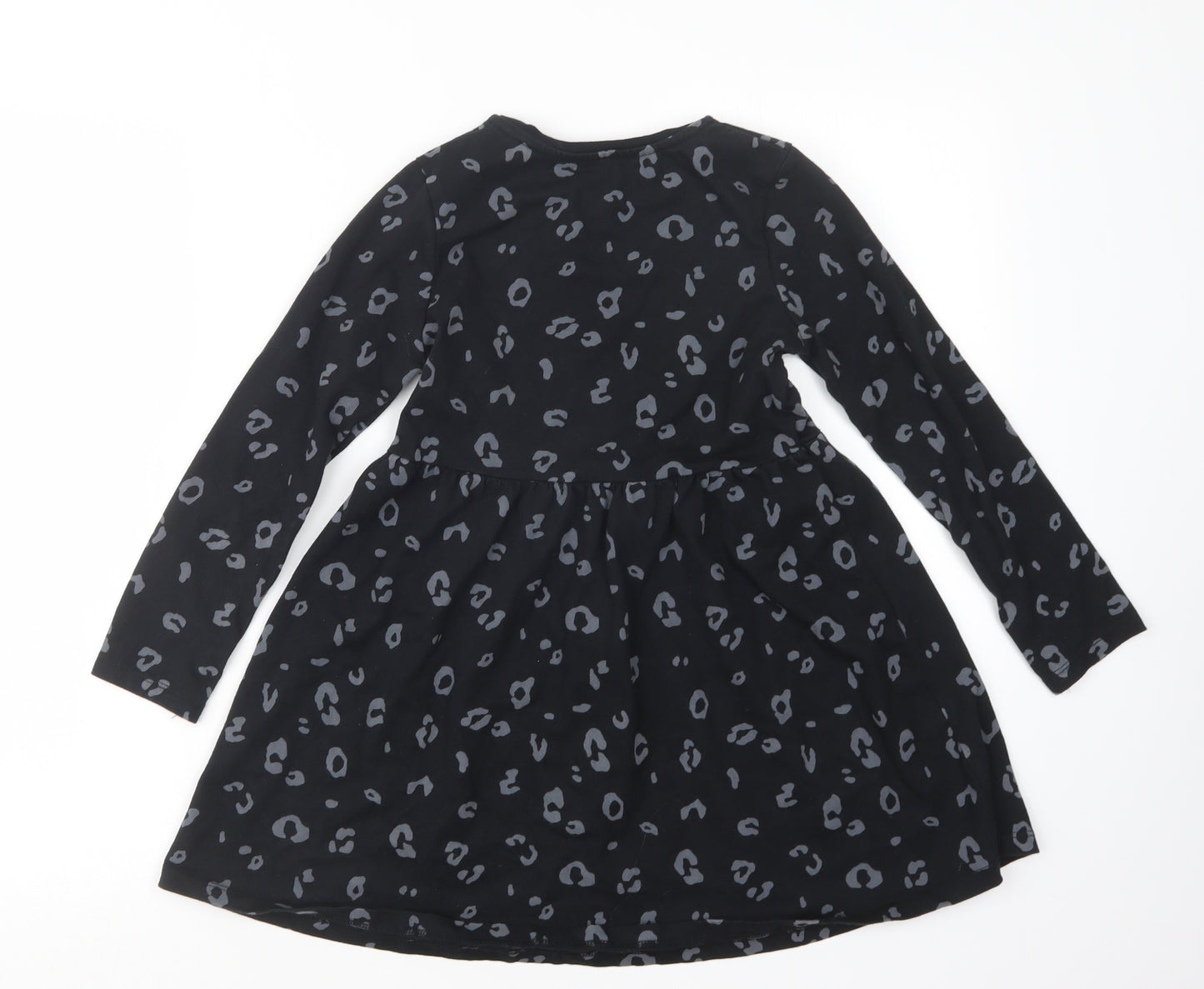 George Girls Black Animal Print  T-Shirt Dress  Size 7-8 Years
