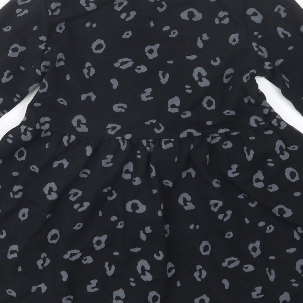 George Girls Black Animal Print  T-Shirt Dress  Size 7-8 Years