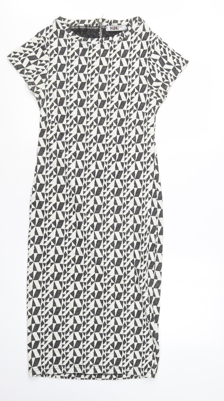 Portobello Punk Womens Black Geometric Pencil Dress Size 12