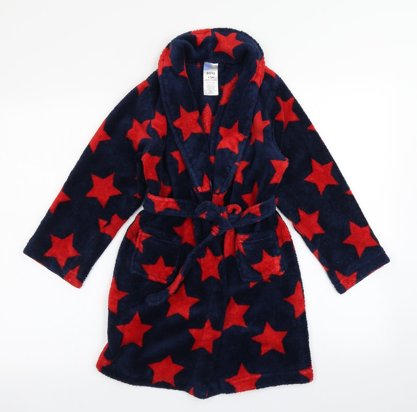 Peacocks Boys Blue Spotted Fleece  Robe Size 6-7 Years