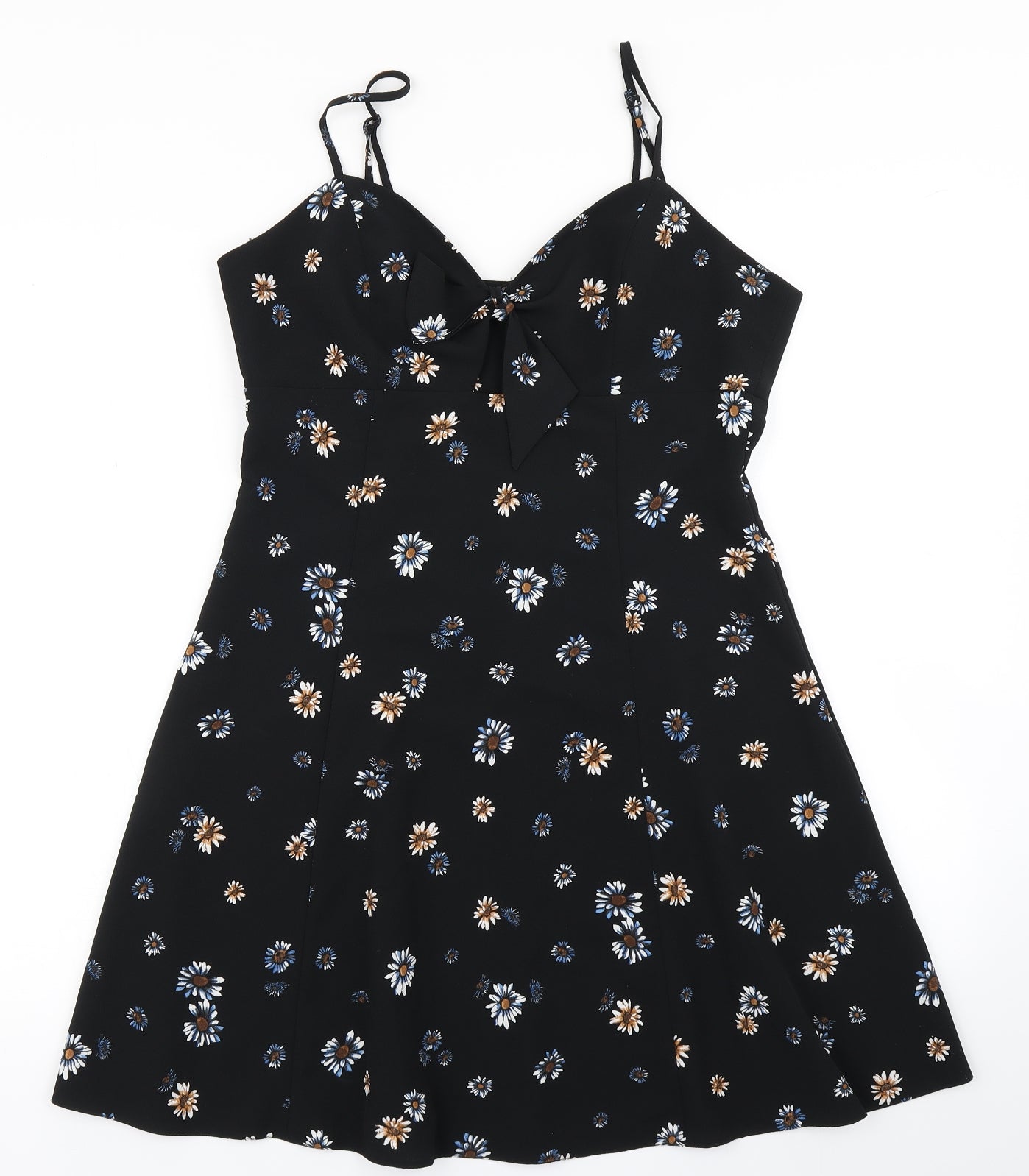 Miss Selfridge Womens Black Floral  Skater Dress  Size 14
