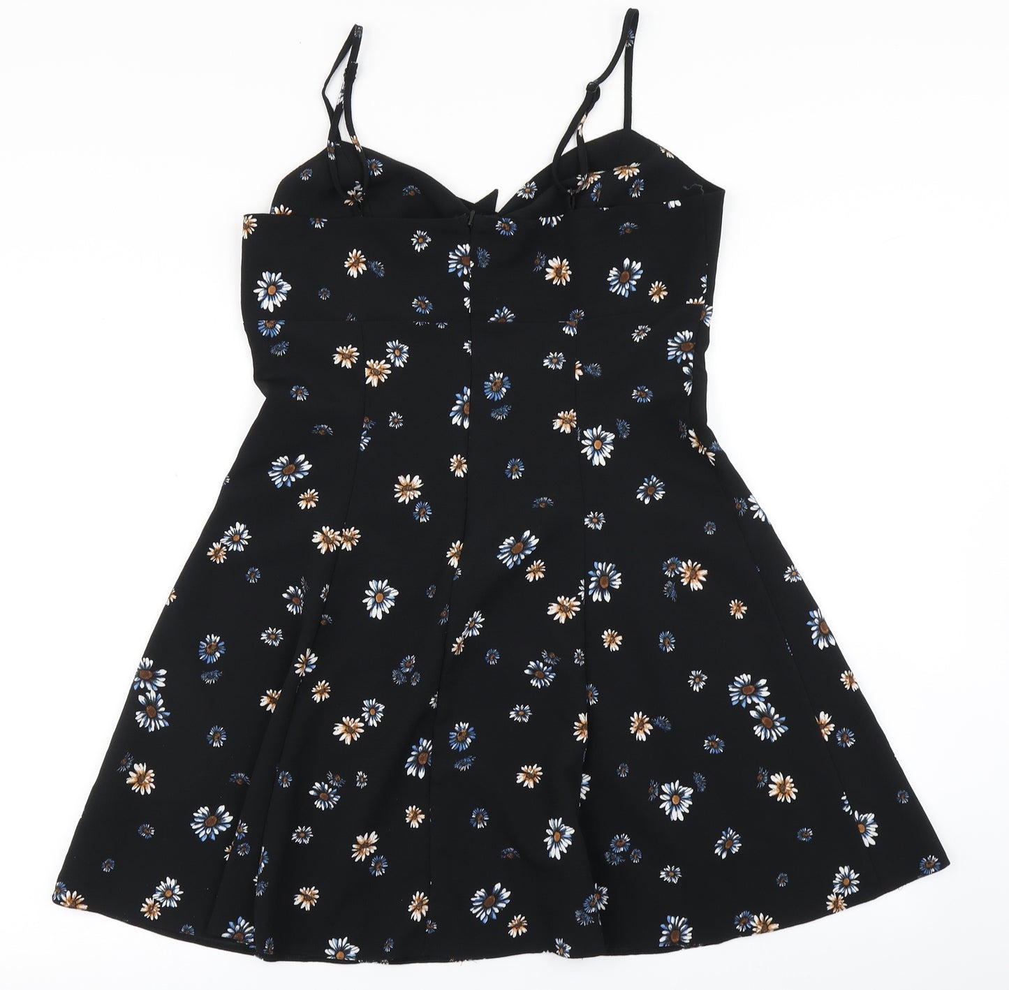 Miss Selfridge Womens Black Floral  Skater Dress  Size 14