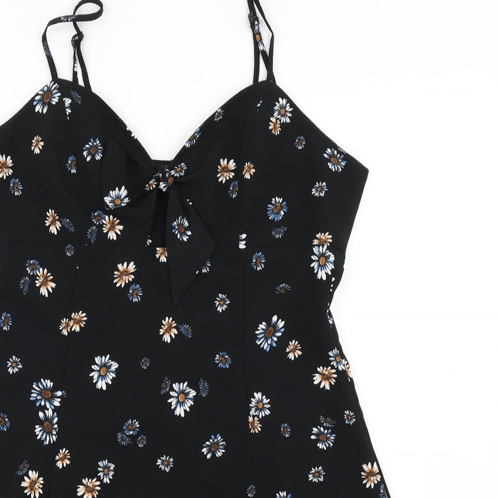 Miss Selfridge Womens Black Floral  Skater Dress  Size 14