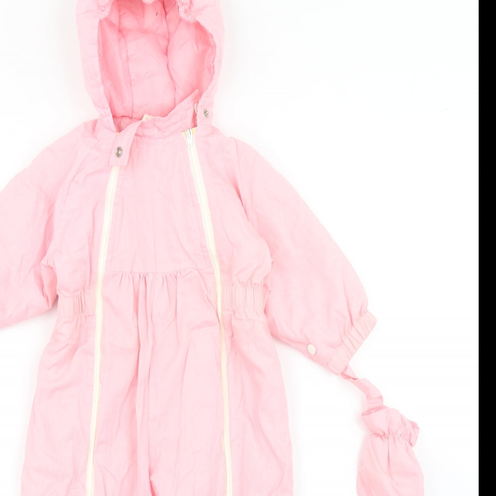 Boots Girls Pink   Rain Coat Snowsuit Size 6-9 Months  - With Mitten and Booties