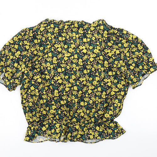 Urban Outfitters Womens Black Floral  Cropped Blouse Size M