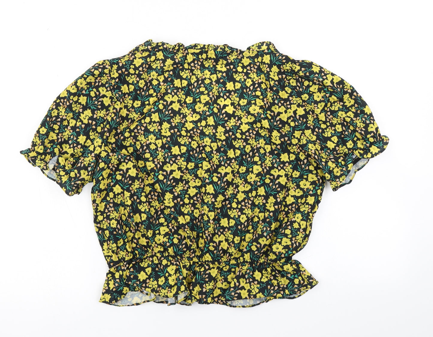 Urban Outfitters Womens Black Floral  Cropped Blouse Size M