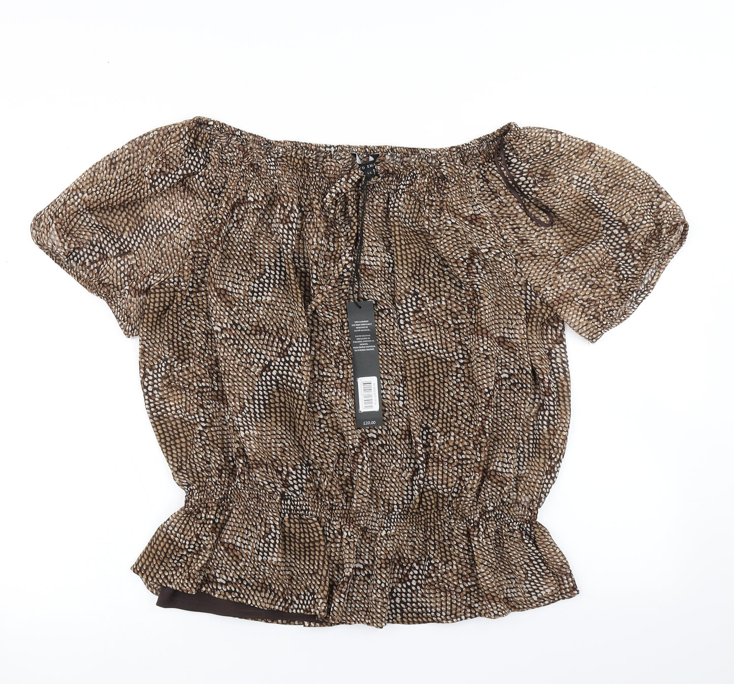 David Emanuel Womens Brown Animal Print  Basic Blouse Size 16