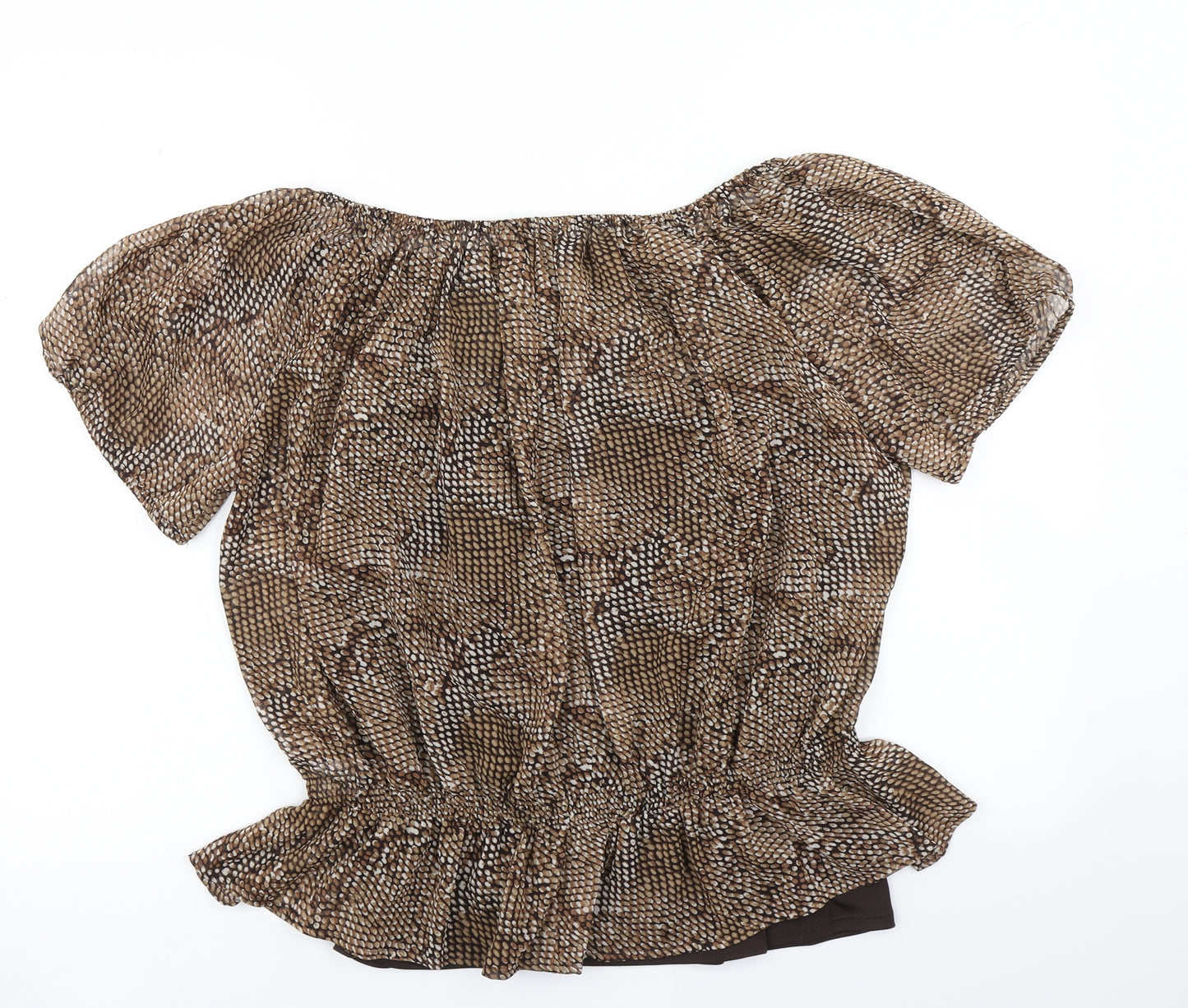 David Emanuel Womens Brown Animal Print  Basic Blouse Size 16