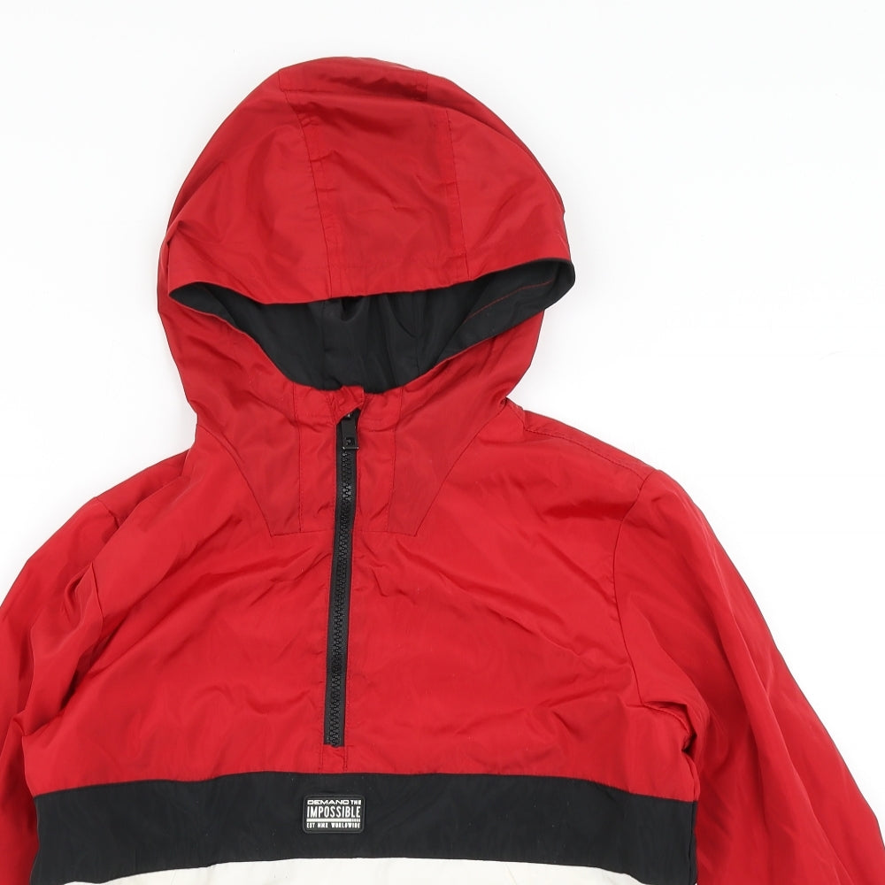 George Boys Red Colourblock  Rain Coat Poncho Size 11-12 Years