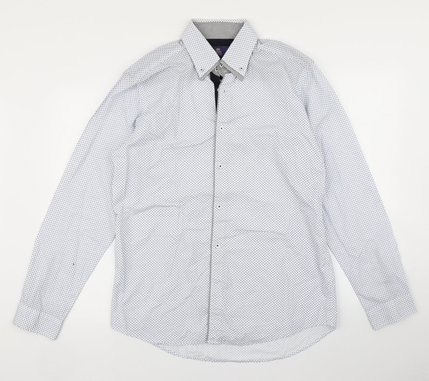 NEXT Mens White Polka Dot   Dress Shirt Size 16
