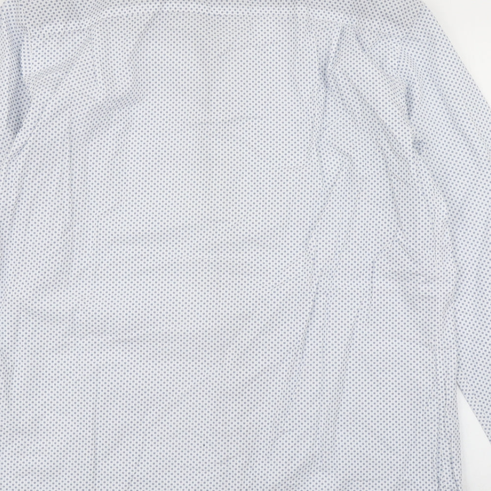 NEXT Mens White Polka Dot   Dress Shirt Size 16