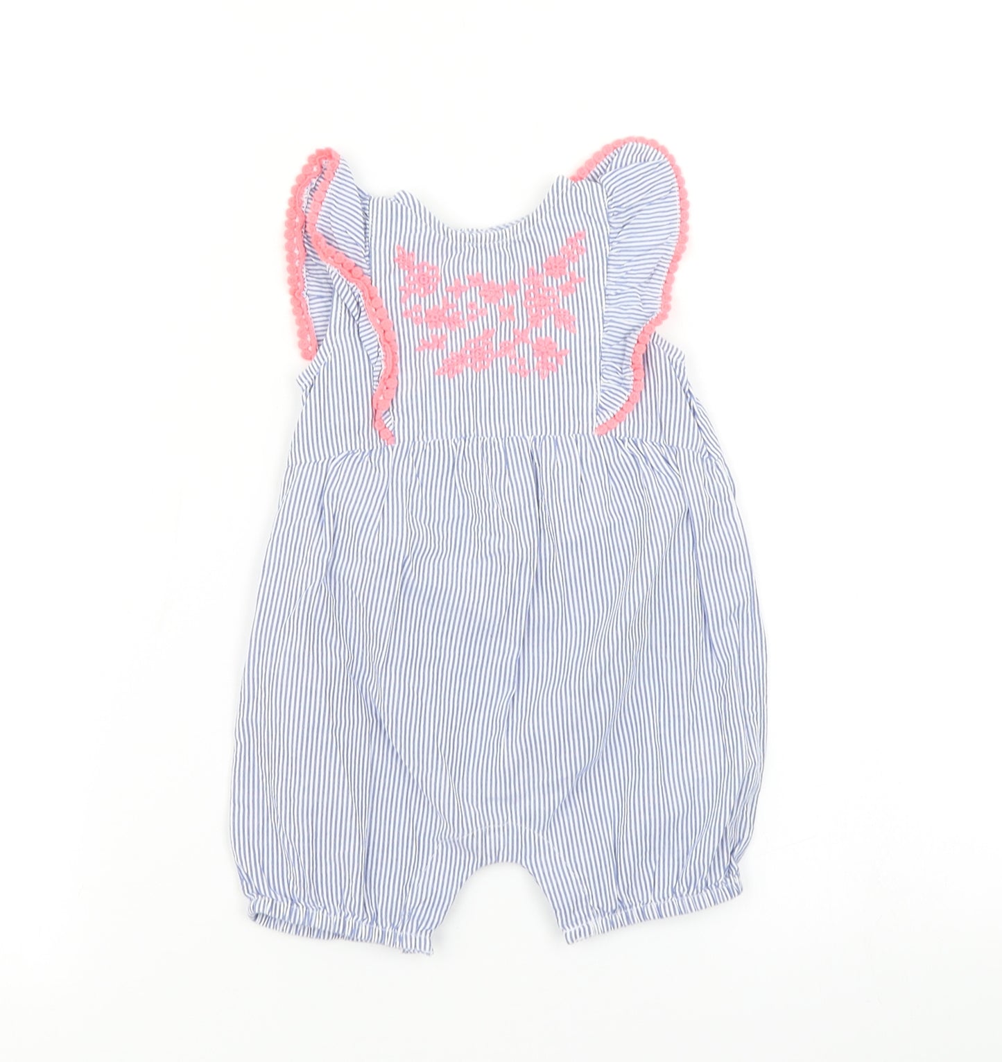 George Girls Blue Striped  Romper One-Piece Size 0-3 Months