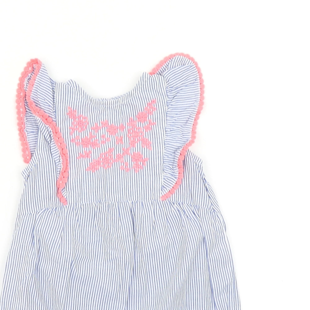George Girls Blue Striped  Romper One-Piece Size 0-3 Months