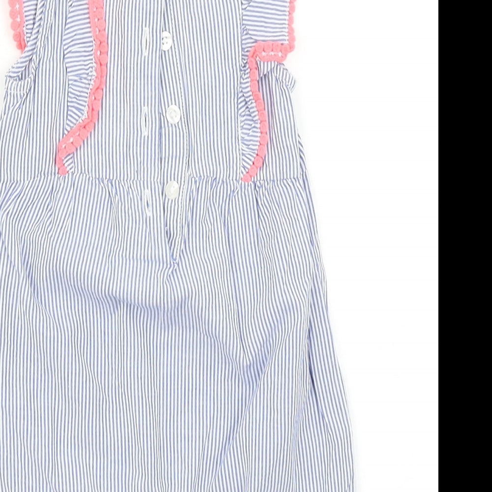 George Girls Blue Striped  Romper One-Piece Size 0-3 Months