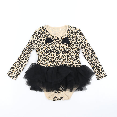 TU Girls Brown Animal Print  Babygrow One-Piece Size 6-9 Months  - Tutu