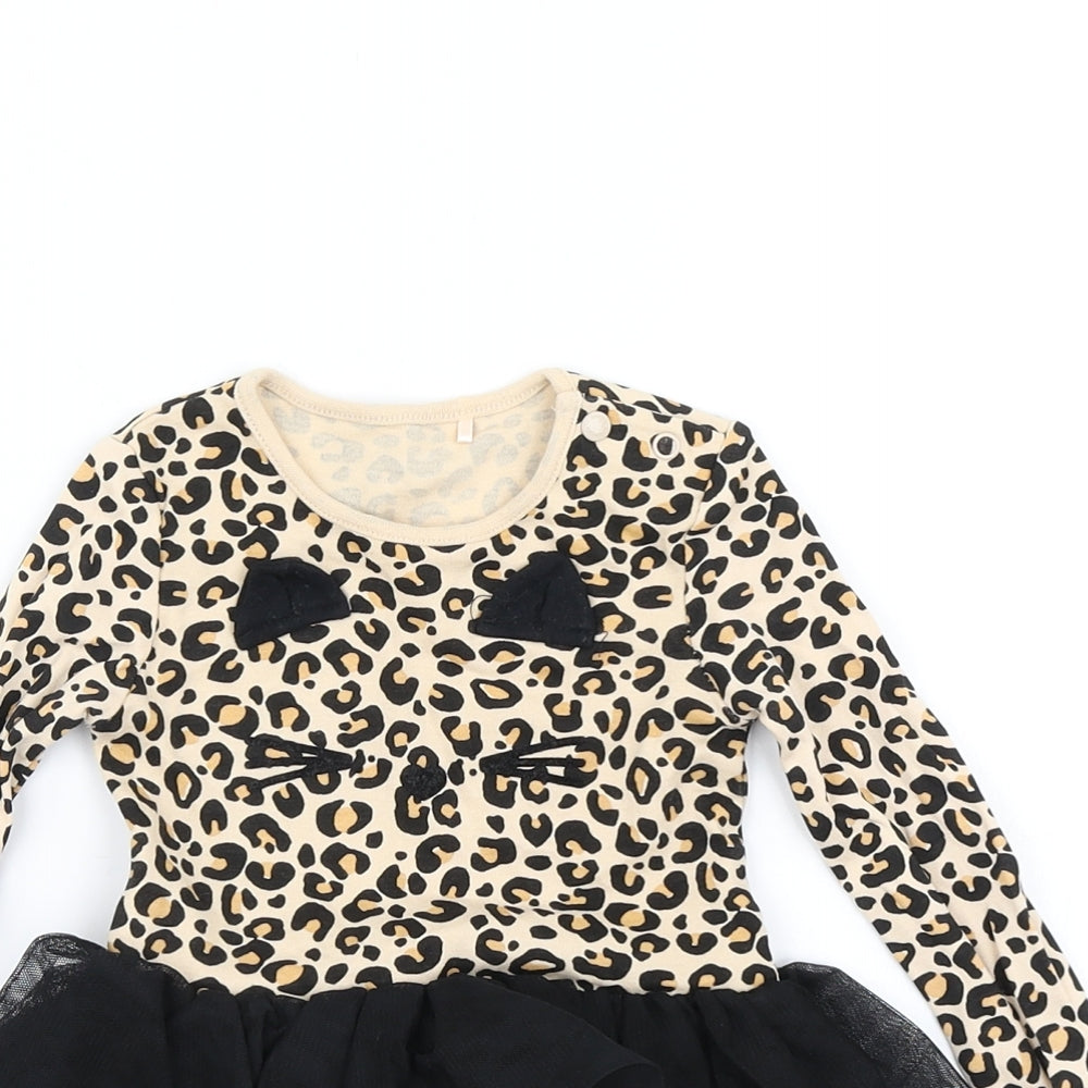 TU Girls Brown Animal Print  Babygrow One-Piece Size 6-9 Months  - Tutu